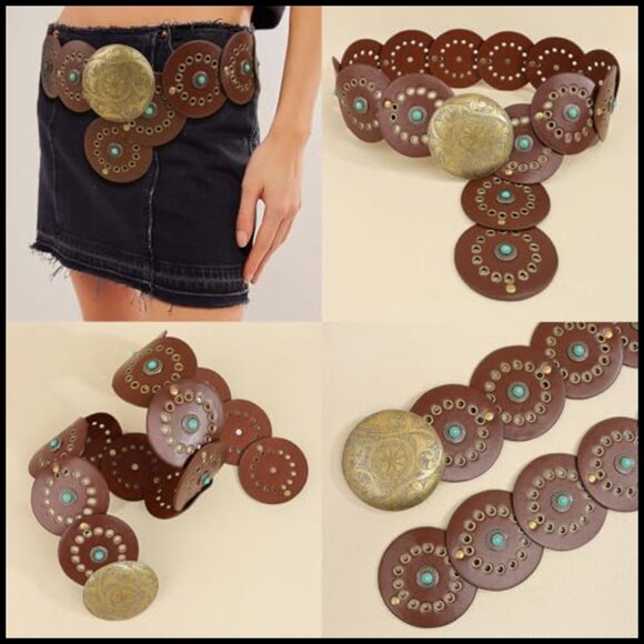 Western Wide Leather Belt Boho Cowgirl Style Adjustable for Dresses Jeans main image 6